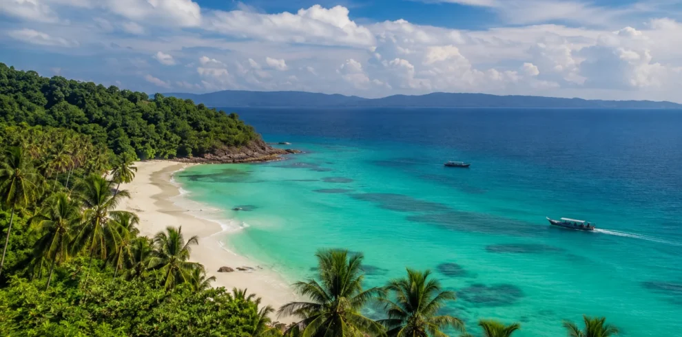 Travellers enjoying Radhanagar Beach on an Andaman tour package with India's best travel agency Roameaze.