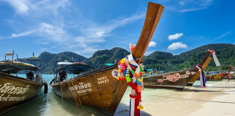 Travellers enjoying island views on a Thailand tour package from India with Roameaze.